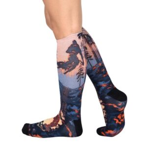 sierra socks mud bike pattern coolmax socks, nature collection for men & women colorful crew socks