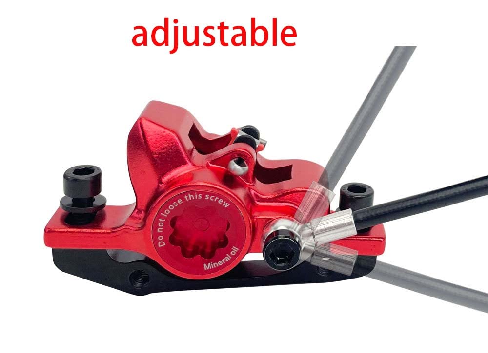 DEYING 950E Electric Power-Off E-Bike E Scooter Hydraulic Disc Brake Front & Rear Set & 180mm Rotor Mounting Adapter Included (Red, Contector Left Side)