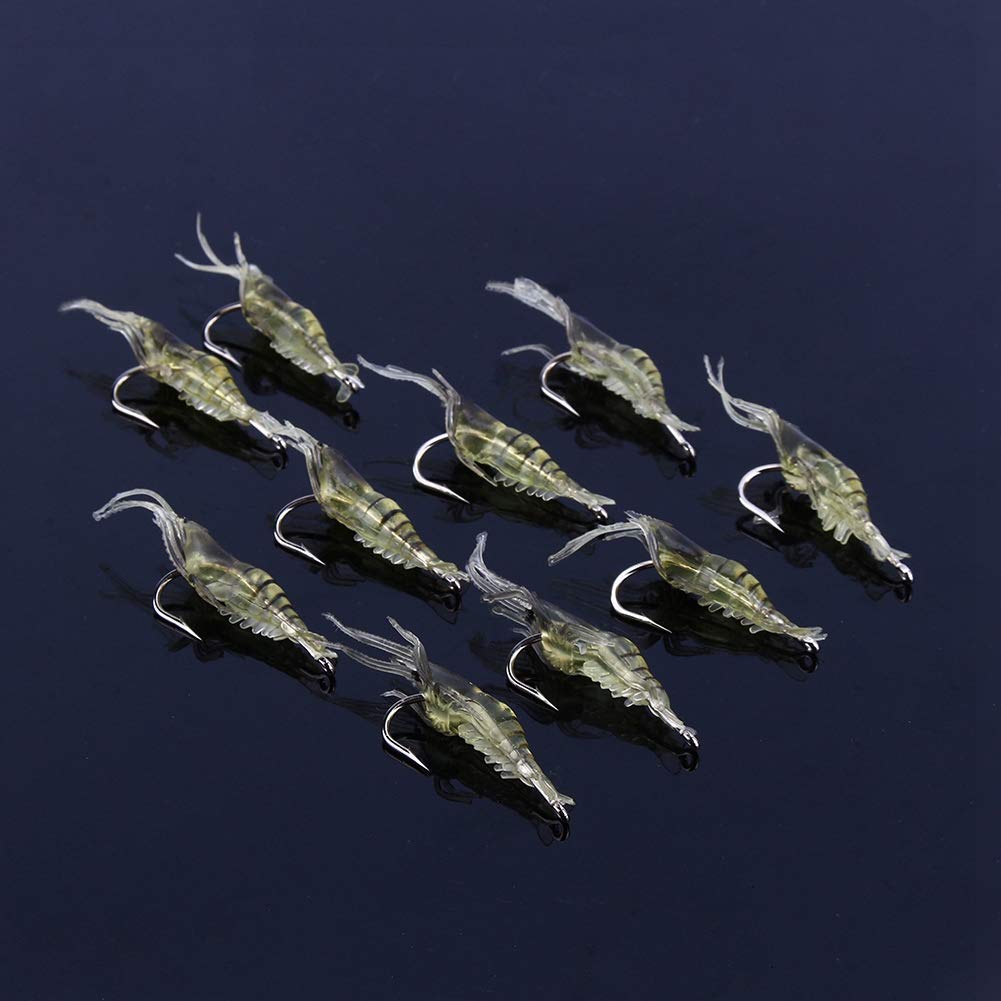 Yosoo Health Gear Fishing Lures, 10Pcs Shrimp Simulation Soft Prawn Lure Bait Hook Tackle Bass Fishing Lures