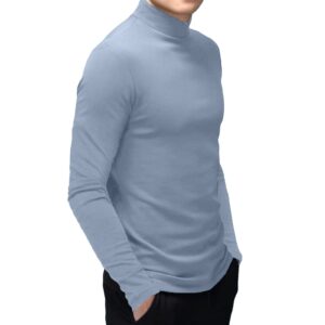 Men's T Shirt Long Sleeve Basic Mock Turtleneck Slim Fit Undershirt Pullover Thermal Solid Tops