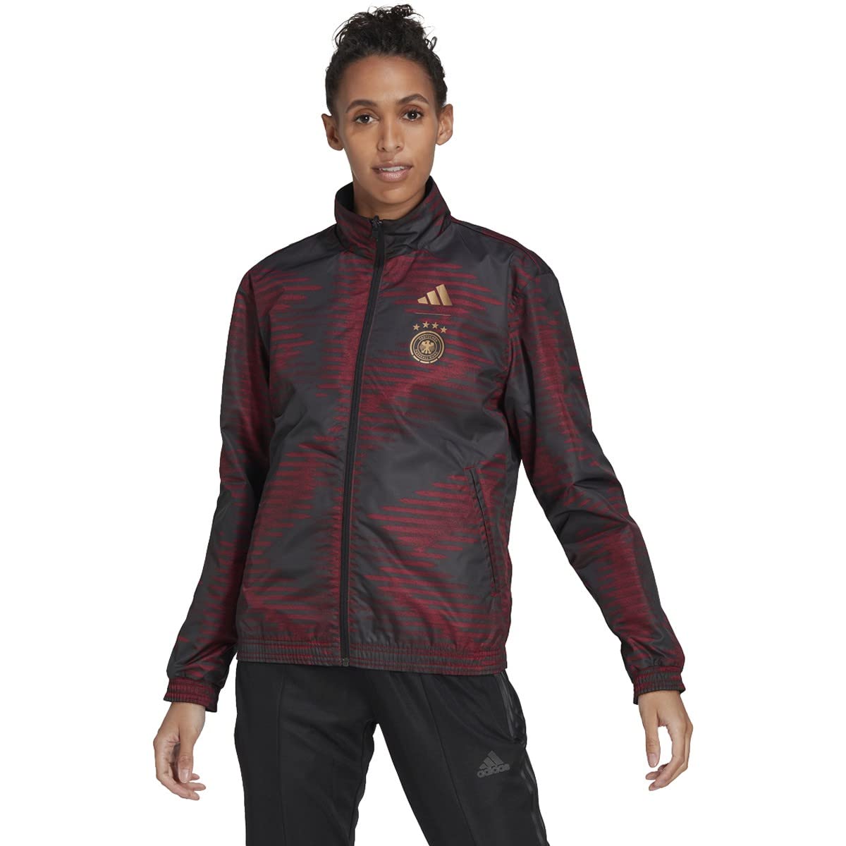 Adidas GERMANY 2022 ANTHEM JACKET WOMEN (BLACK/WHITE,SMALL)