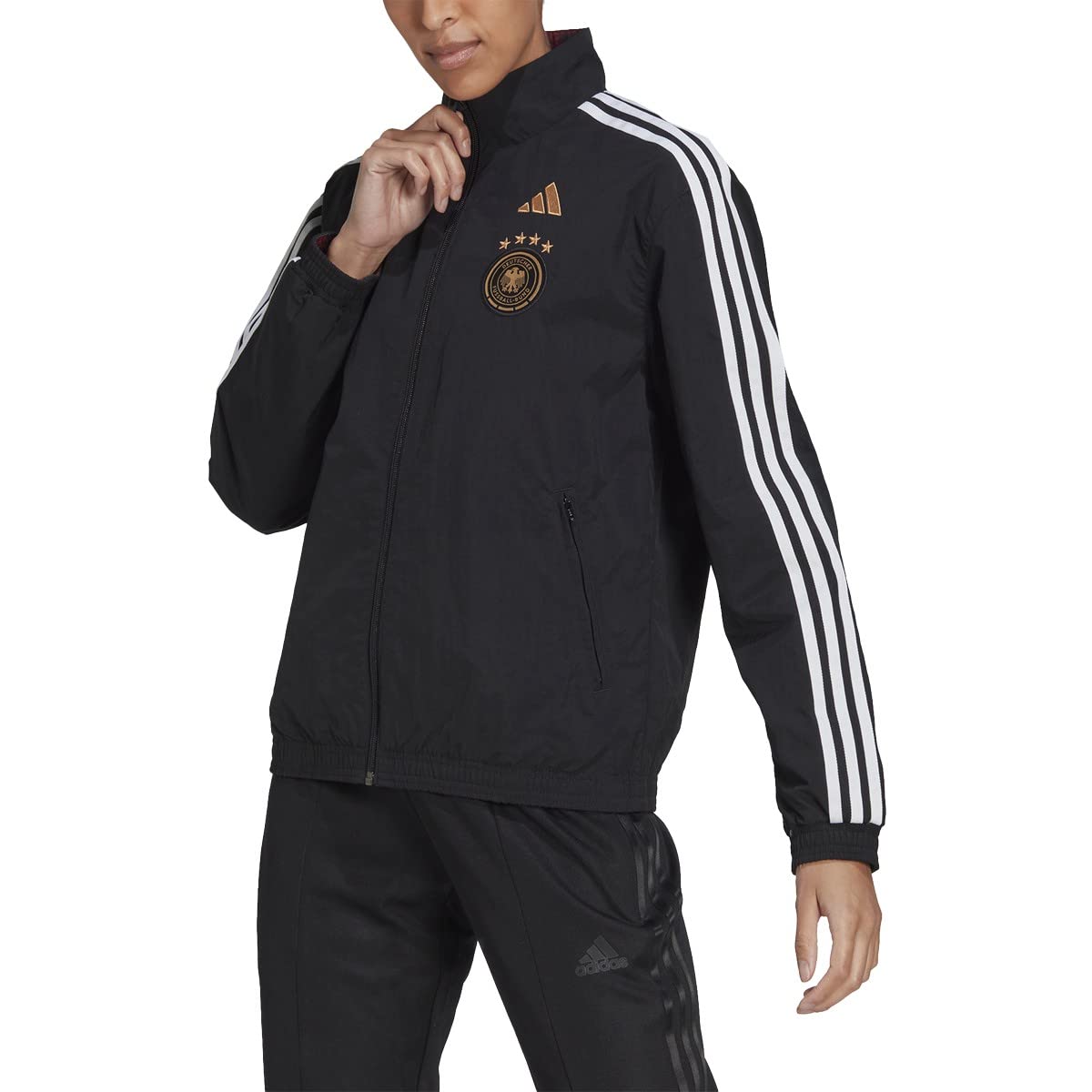 Adidas GERMANY 2022 ANTHEM JACKET WOMEN (BLACK/WHITE,SMALL)