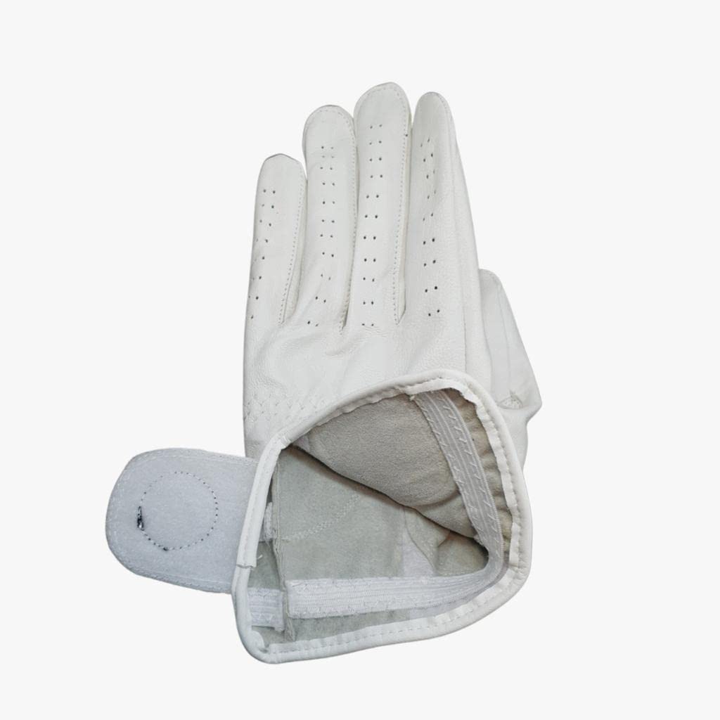 PIGEON WEDGE Leather Golf Glove for Men, Right Handed Golfers, White, Comfortable Design, Maximum Grip, All Weather Golfing Glove, Worn On Left Hand, Breathable, Durable, Gift for Golfers