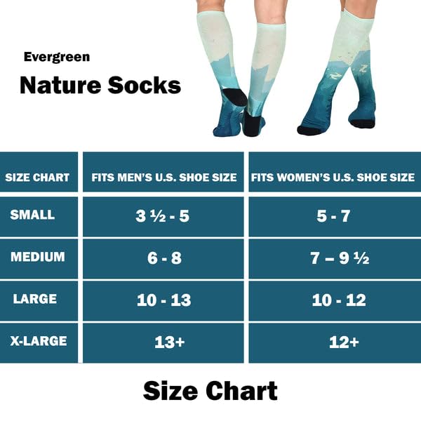 Sierra Socks Evergreen Pattern CoolMax Socks, Nature Collection for Men & Women Crew Socks