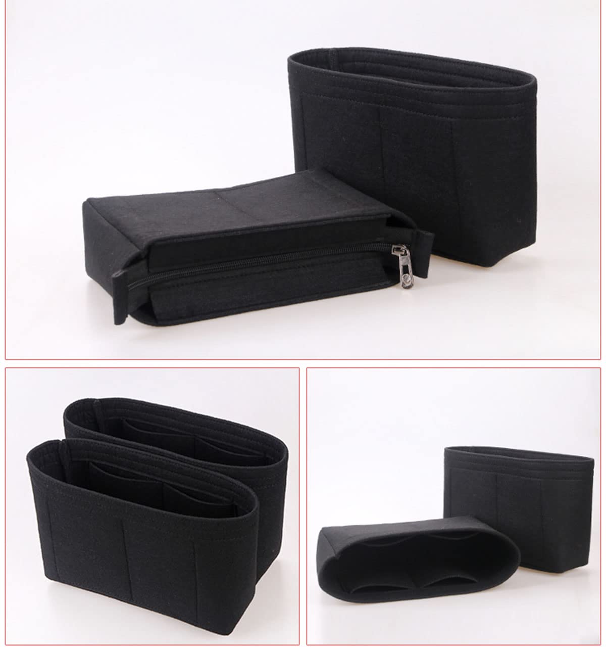 Lckaey Bag Organizer Insert for Classic Flap Medium bag Shaper Purse Insert - Premium Handbag Felt Organizer 2009black-M