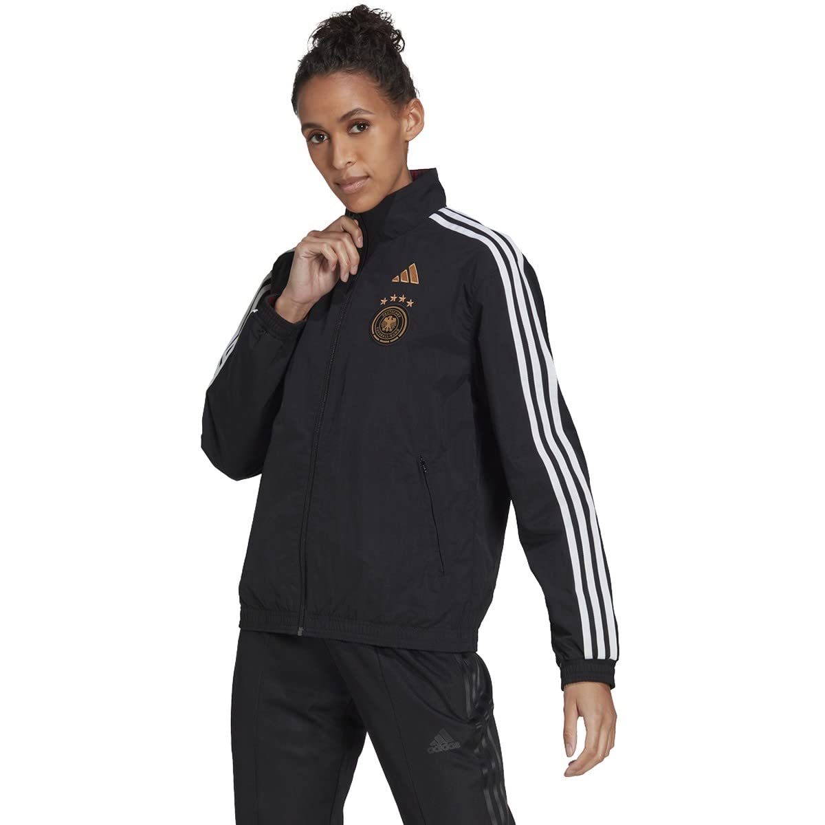 Adidas GERMANY 2022 ANTHEM JACKET WOMEN (BLACK/WHITE,SMALL)