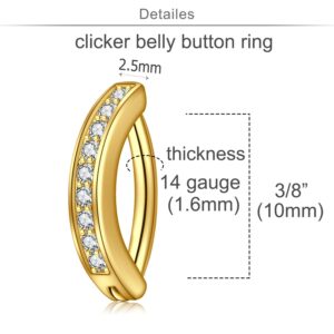 QWALIT Gold Belly Button Ring Belly Rings for Women Belly Button Rings Surgical Steel Clicker Belly Ring Simple Belly Piercing Belly Button Piercing Jewelry