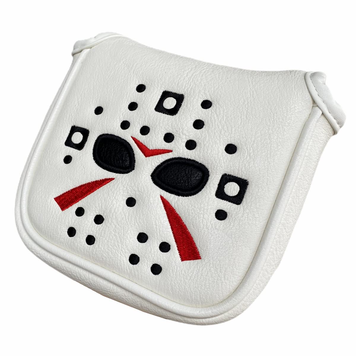 Golf Putter Cover White Mallet Putter Headcover Magnetic Hockey Golf Club Cover Headcover for All Brand 5.51" Width, 5.11" Width