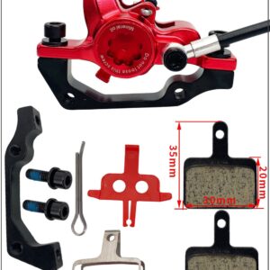 DEYING 950E Electric Power-Off E-Bike E Scooter Hydraulic Disc Brake Front & Rear Set & 180mm Rotor Mounting Adapter Included (Red, Contector Left Side)