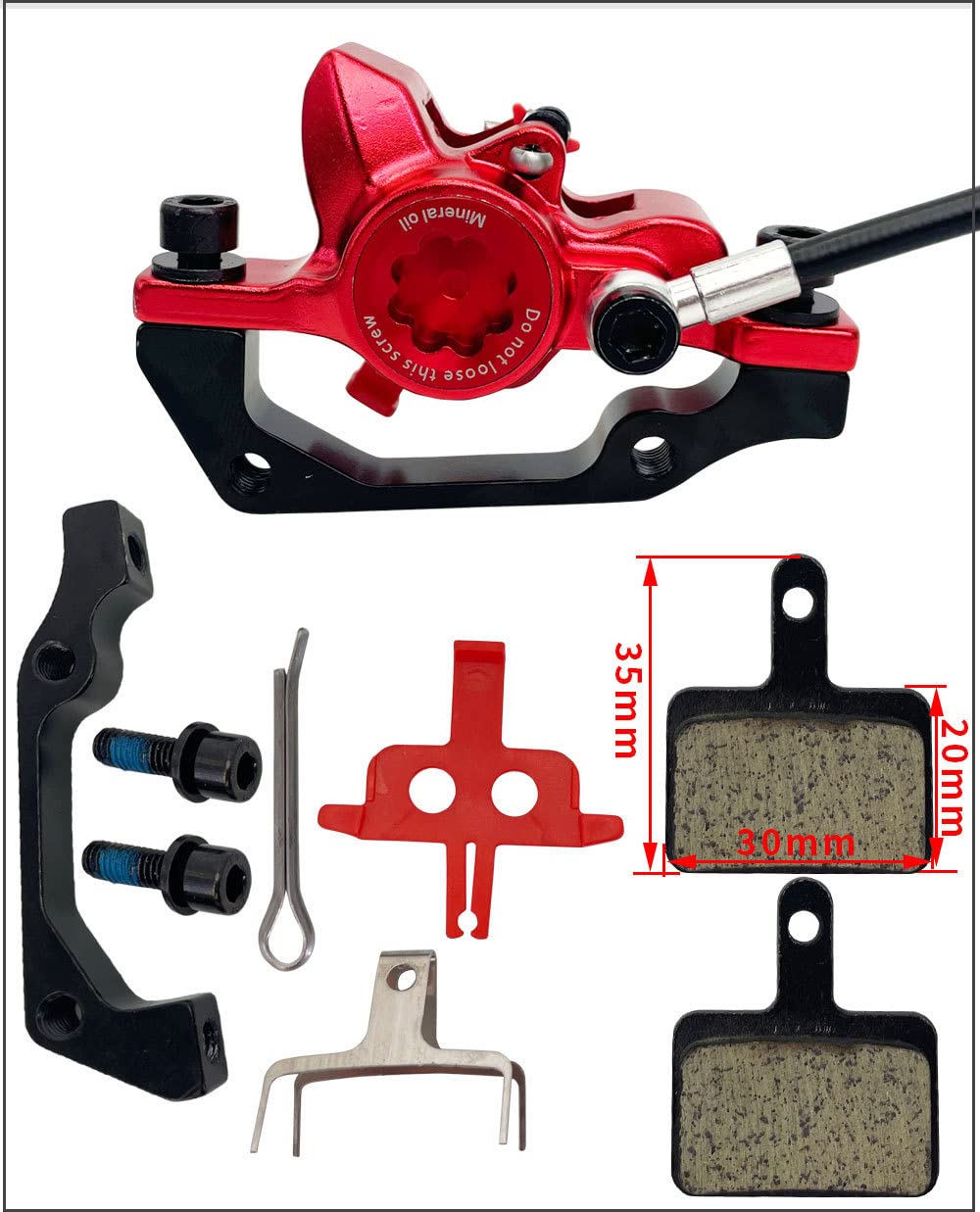 DEYING 950E Electric Power-Off E-Bike E Scooter Hydraulic Disc Brake Front & Rear Set & 180mm Rotor Mounting Adapter Included (Red, Contector Left Side)