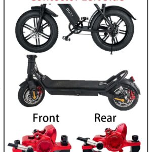 DEYING 950E Electric Power-Off E-Bike E Scooter Hydraulic Disc Brake Front & Rear Set & 180mm Rotor Mounting Adapter Included (Red, Contector Left Side)