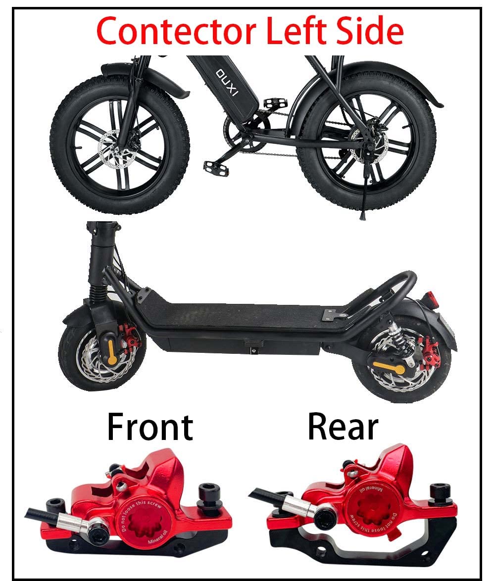 DEYING 950E Electric Power-Off E-Bike E Scooter Hydraulic Disc Brake Front & Rear Set & 180mm Rotor Mounting Adapter Included (Red, Contector Left Side)