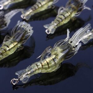 Yosoo Health Gear Fishing Lures, 10Pcs Shrimp Simulation Soft Prawn Lure Bait Hook Tackle Bass Fishing Lures