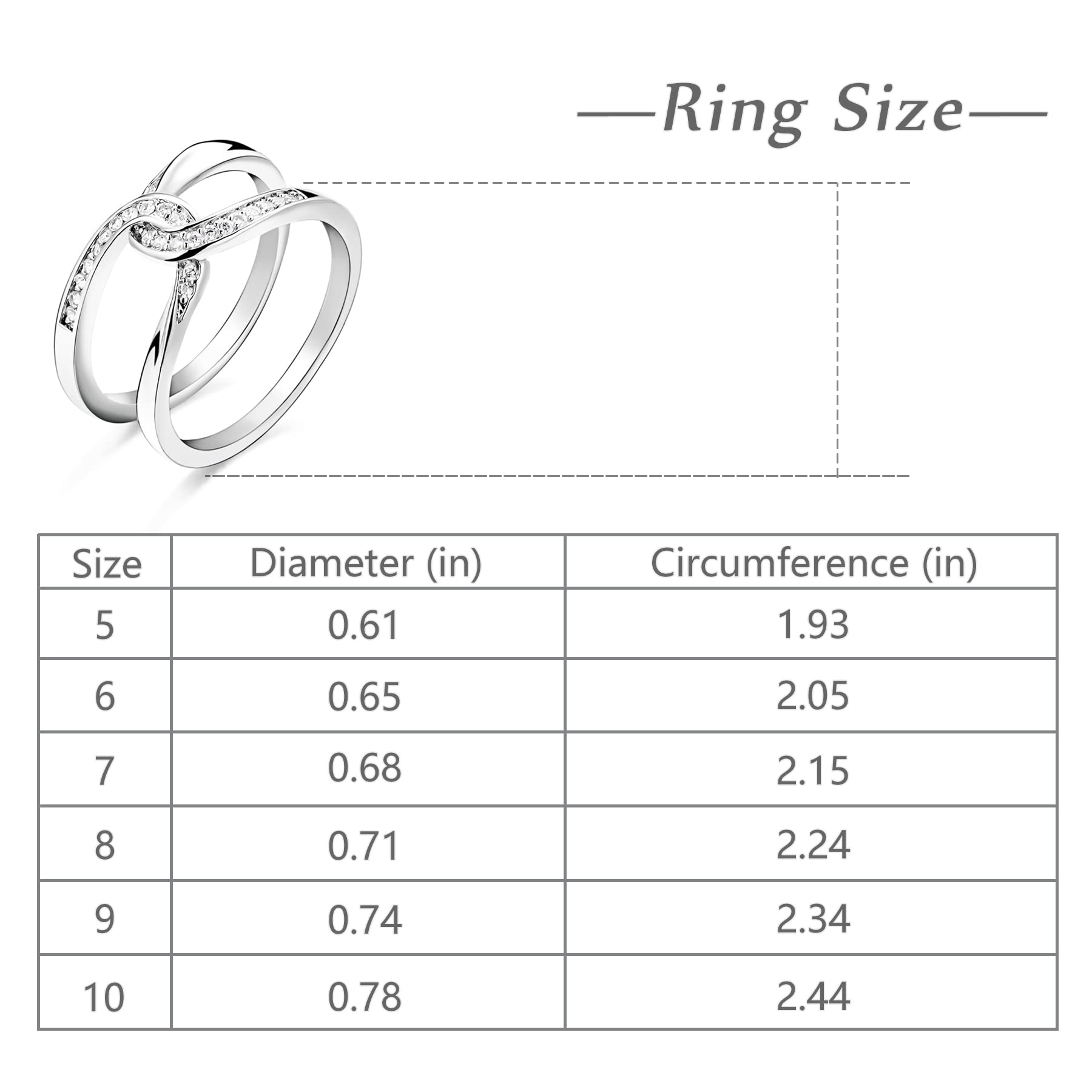 Gmai Mother Daughter Rings Special Bond Rectangle Interlocking Ring To My Daughter Forever Linked Together Ring Fashion Double C Clasp Ring Copper Plated Cubic Zirconia for Women (8)