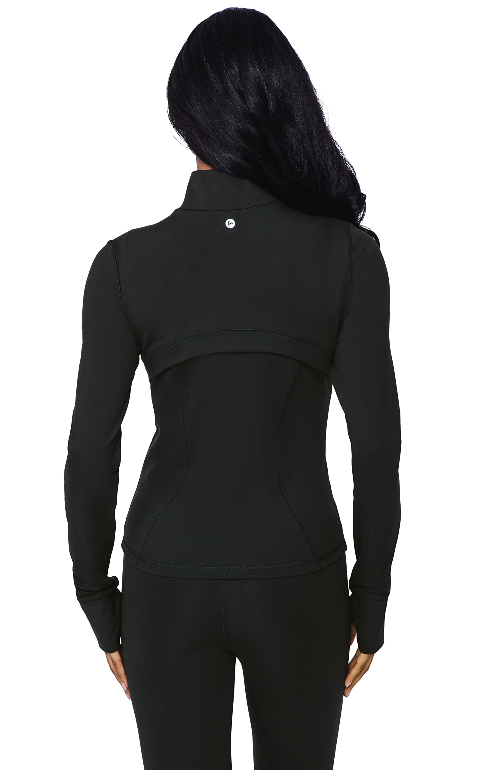 90 Degree By Reflex Womens Full Zip High-Low Running Track Jacket - Black Interlink - Large