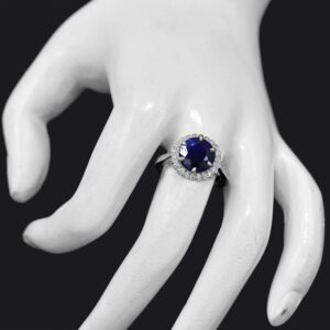 10 MM Round Cut Natural Blue Sapphire Gemstone Ring 925 Sterling Silver September Birthstone Statement Ring Sapphire Jewelry Handmade Ring Birthday Gift For Girlfriend Gift (RG 7899) (Rose Gold Plated Silver, 6 US)