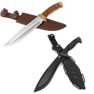 flissa 14-inch bowie hunting knife and 11'' machete