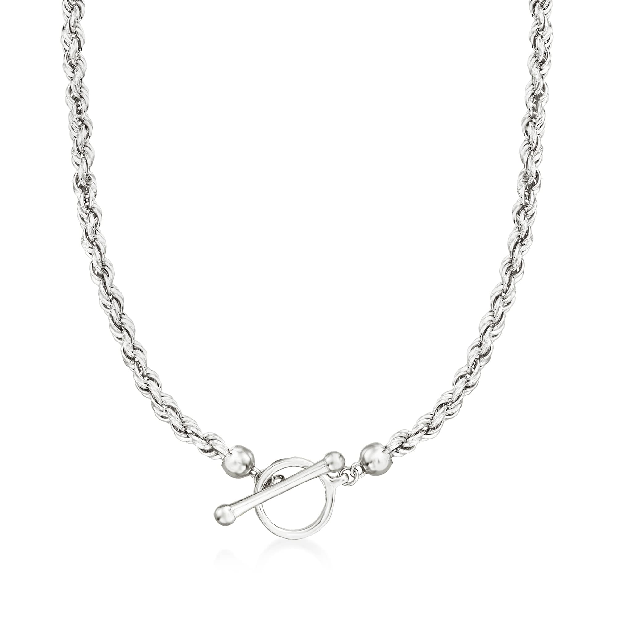 Ross-Simons Sterling Silver Rope-Chain Toggle Necklace. 16 inches