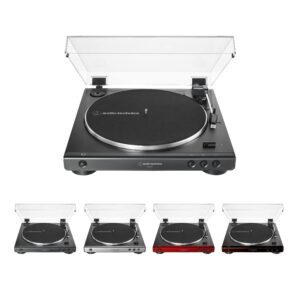 Audio-Technica AT-LP60X Fully Automatic Belt-Drive Stereo Turntable (Brown) Bundle with Vinyl Record Cleaner Kit