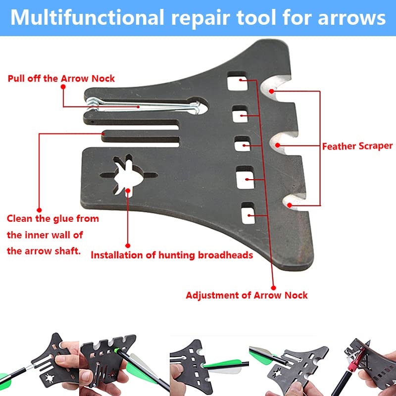 limaity Arrow Shaft Cutter Tools Fletching Removal Tool Archery Arrow Building Tools Burr Polisher Sandpaper Sanding Arrow Multifunctional Repair Tool Arrows Accessories