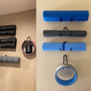 Yoga Wheel Wall Rack Wall Storage Mount Wall Holder Storage Organizer Shelf - Sturdy Yet Flexible,Great for Foam Rollers and Yoga Mats - No Scratches - Easy to Install - No Yoga Wheel