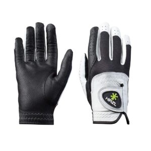 hirzl trust control 2.0 ladies golf gloves, all weather womens golf glove (white/black) | kangaroo leather palm | cabretta leather backhand | trusted by pros, medium,worn on right hand