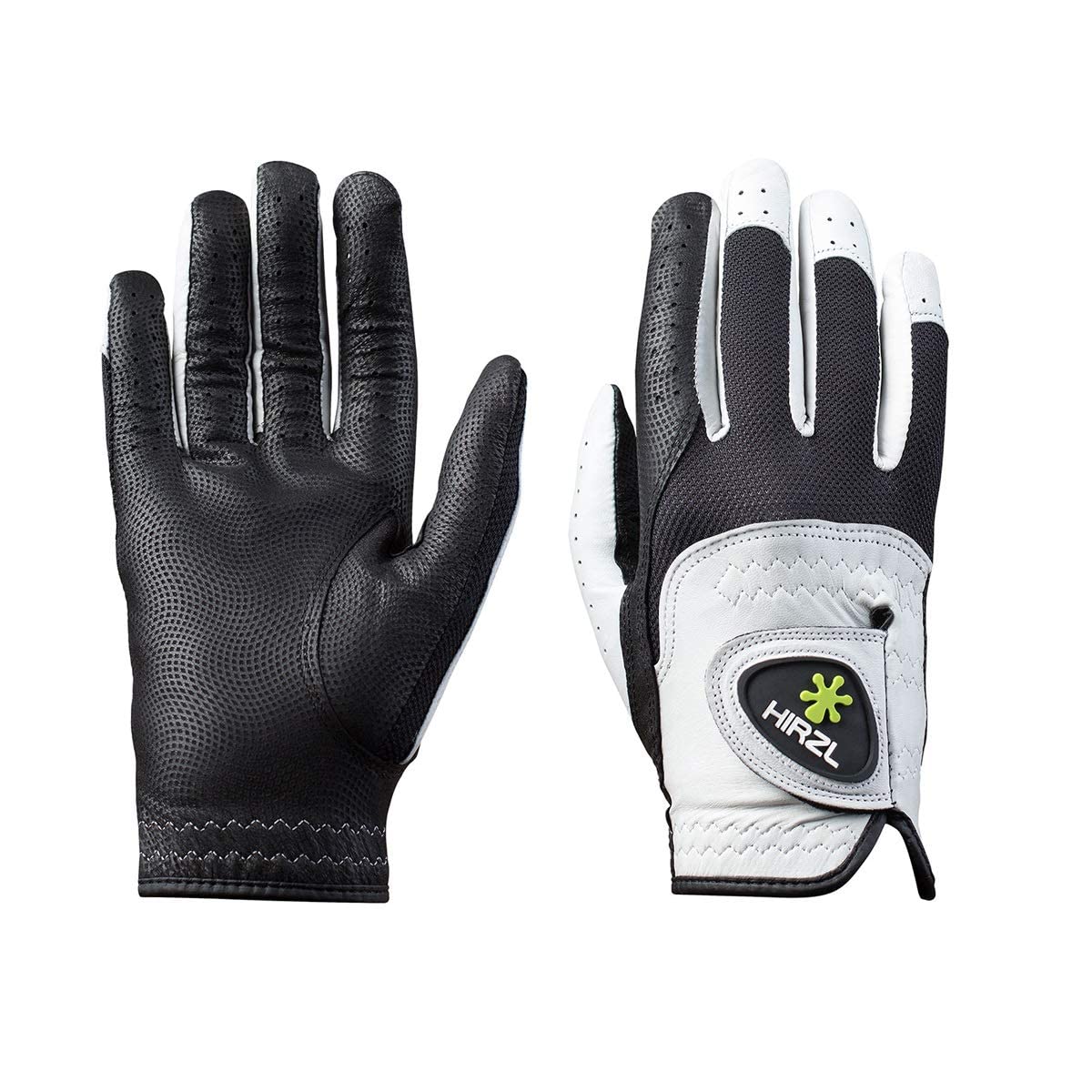 HIRZL Trust Control 2.0 Ladies Golf Gloves, All Weather Womens Golf Glove (White/Black) | Kangaroo Leather Palm | Cabretta Leather Backhand | Trusted by Pros, Medium,Worn on Right Hand