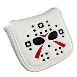 Golf Putter Cover White Mallet Putter Headcover Magnetic Hockey Golf Club Cover Headcover for All Brand 5.51" Width, 5.11" Width