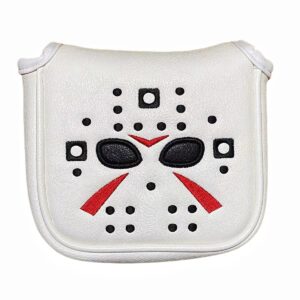 golf putter cover white mallet putter headcover magnetic hockey golf club cover headcover for all brand 5.51" width, 5.11" width