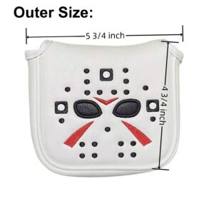 Golf Putter Cover White Mallet Putter Headcover Magnetic Hockey Golf Club Cover Headcover for All Brand 5.51" Width, 5.11" Width