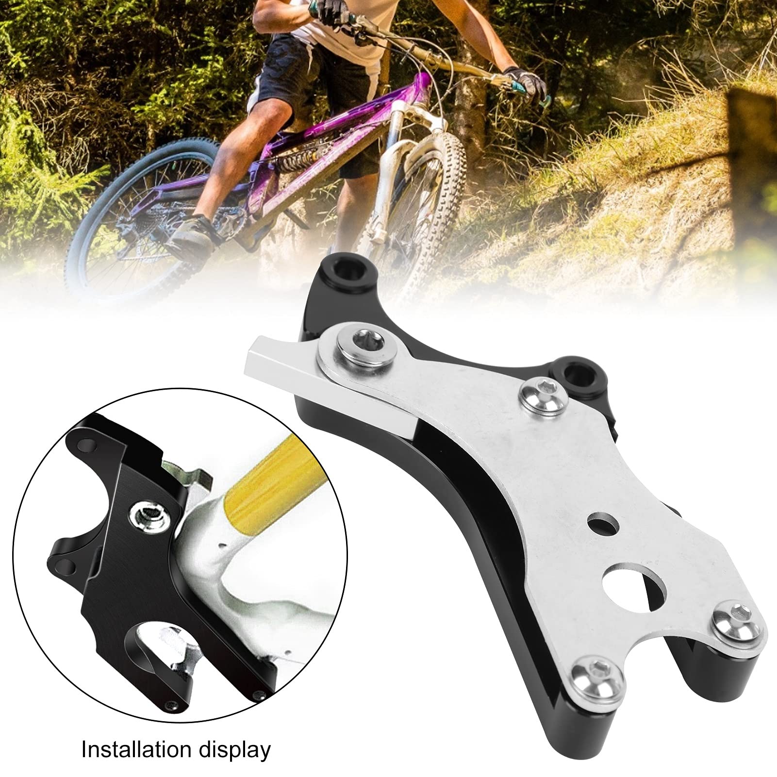 Ejoyous Disc Brake Adapter, Aluminum Alloy Fixed Seat Disc Brake Converter Mounting Adapter Rear Wheel Heavy Duty Conversion Modification Accessories for Mountain Bikes Road