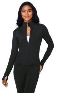 90 degree by reflex womens full zip high-low running track jacket - black interlink - large