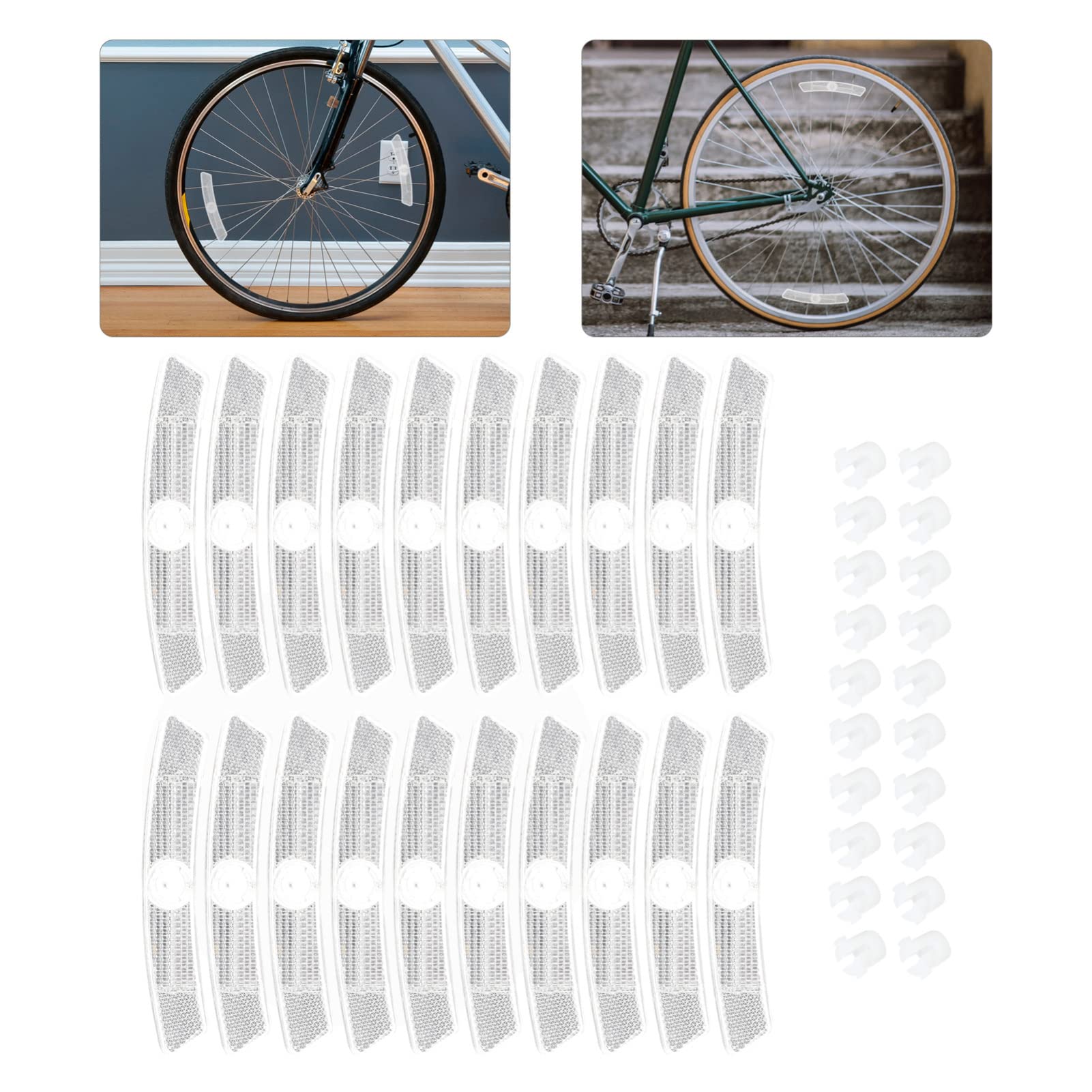 Veemoon 20pcs Bicycle Reflector Reflective Signs Night Cycling Reflectors Bike Reflectors for Night Riding Compact Wheel Reflectors Spoke Lights Car White Plastic Replaceable Bumper Strip