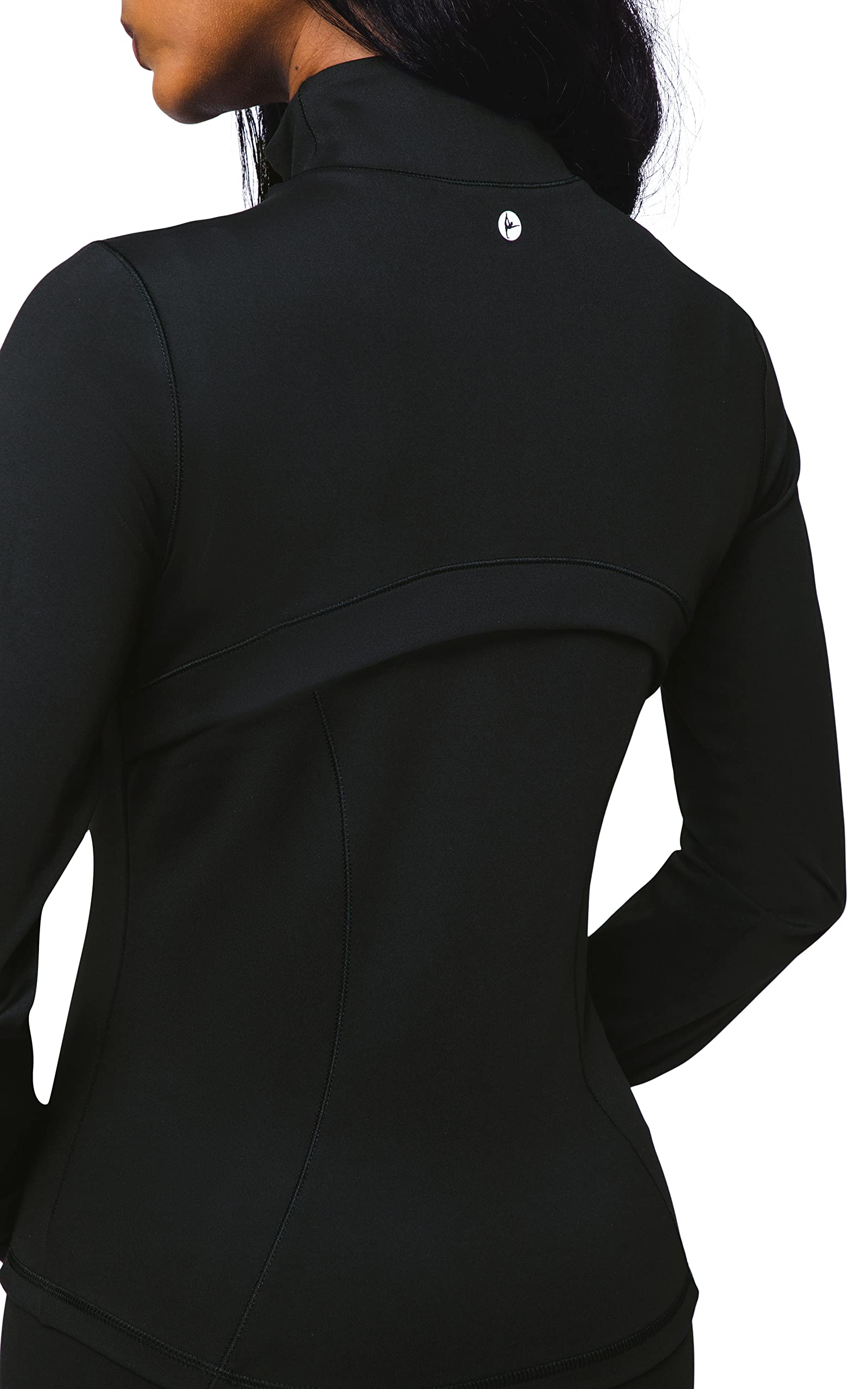 90 Degree By Reflex Womens Full Zip High-Low Running Track Jacket - Black Interlink - Large