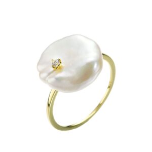 homxi ring gold 14k women,with pearl and diamond gold engagement ring women