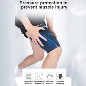 POKEAT 2Pcs Thigh Guard Protector Leg Support Compression Bandage Adjustable Compression Sleeve for Arthritis Relief Ligament Injury Tendinitis Strain,Black,XL