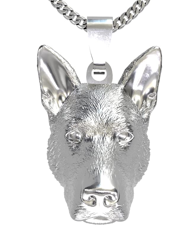 SC SWICK CREATIONS German Shepherd Dog Head 925 Sterling Silver Pendant