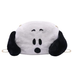 Cute Plush Animal Shoulder Bag for Women Cute Dog Crossbody Purse Fluffy Satchel Shoulder Purse Faux Fur Messenger Bag