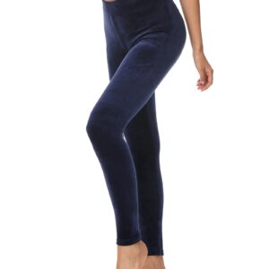 COZZYON Women Velour Leggings, High Waist Soft Leggings Warm Winter Velour Yoga Pants(Navy,M)