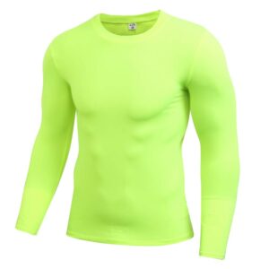 men's compression shirts long sleeve quick dry base layer workout shirts sports running tops thermal undershirts green