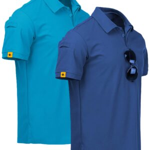 V VALANCH Short Sleeve Polo Shirts for Men 2 Pack Summer Shirt Moisture Wicking Golf Polo Tennis Shirt