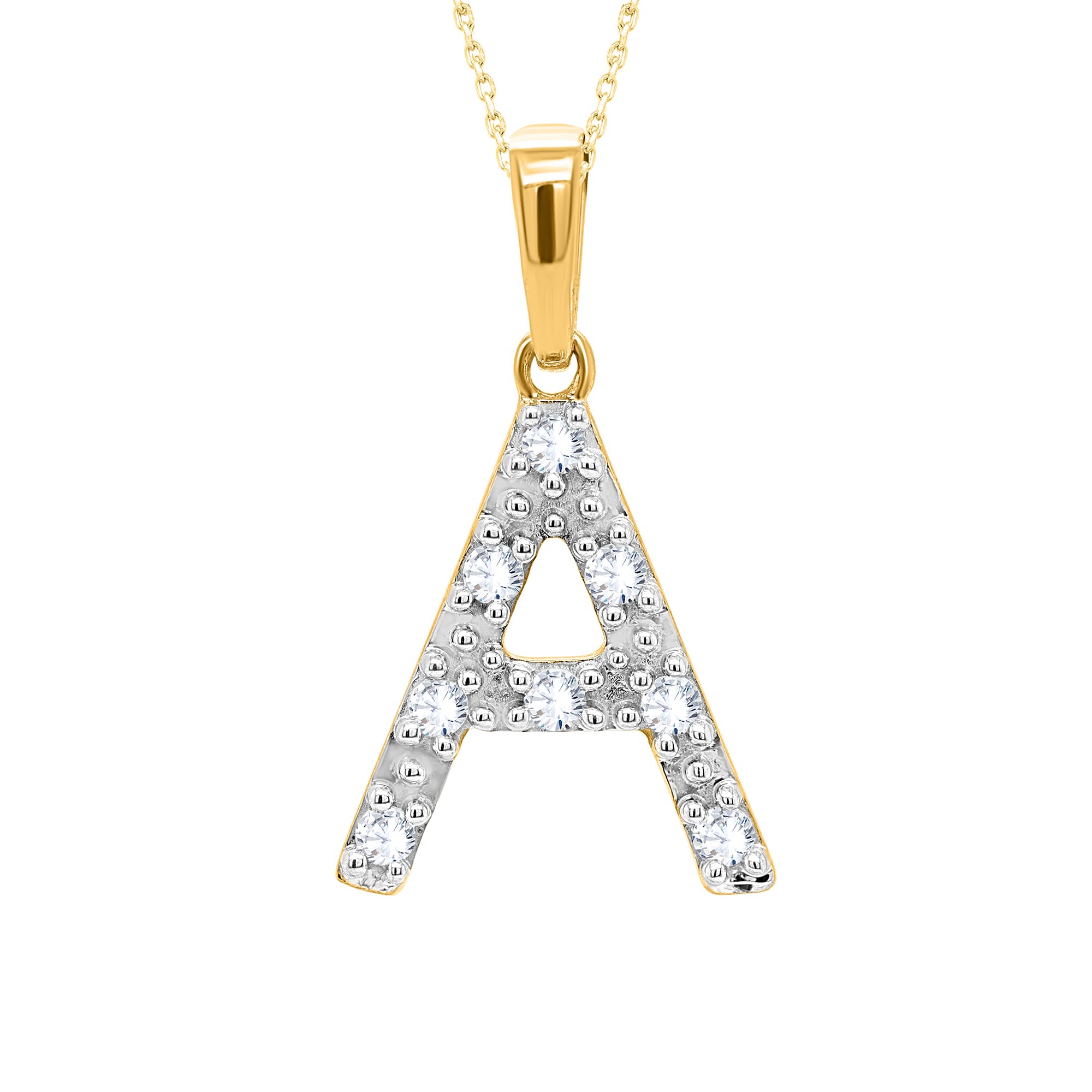 Poshadime Initial Charms Pendants Necklace - Round Cut Natural Diamond in 14K Yellow Gold Alpahbet A Letter Personalized Coin Name Necklaces for Womens Best Gifts