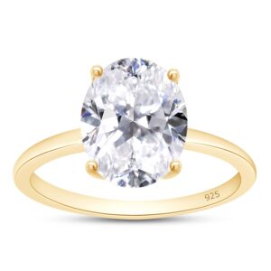 savearth diamonds 2.75ct 925 sterling silver 14k yellow gold plated engagement rings 8x10mm oval cut solitaire lab created moissanite wedding promise rings for her wedding bands for women-7.5