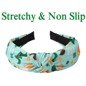 Budsmile Shamrock Headbands for Women Girls Gifts St. Patrick's Day Hairbands Lucky Green Non Slip Hair Hoop Bow Knotted Wide Yoga Hair Band Hair Accessories