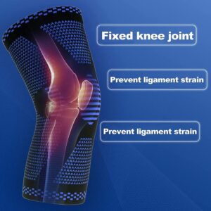 POKEAT 2Pcs Knee Brace Support Compression Sleeve with Side Stabilizers and Patella Gel for Knee Pain Meniscus Tear Injury Recovery,Dark Grey,L