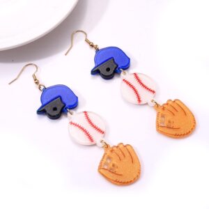 Sports Earrings Fun Acrylic Basketball Baseball Soccer Drop Dangling Earrings for Women Hypoallergenic Games Day Dangle Earrings Jewelry for Sports Fans