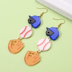 Sports Earrings Fun Acrylic Basketball Baseball Soccer Drop Dangling Earrings for Women Hypoallergenic Games Day Dangle Earrings Jewelry for Sports Fans