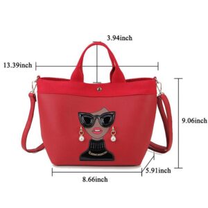 ENJOININ Novelty 3D Lady Face Purse for Women Casual Shopping Bag Top Handle Satchel Handbags Shoulder Bag Totes