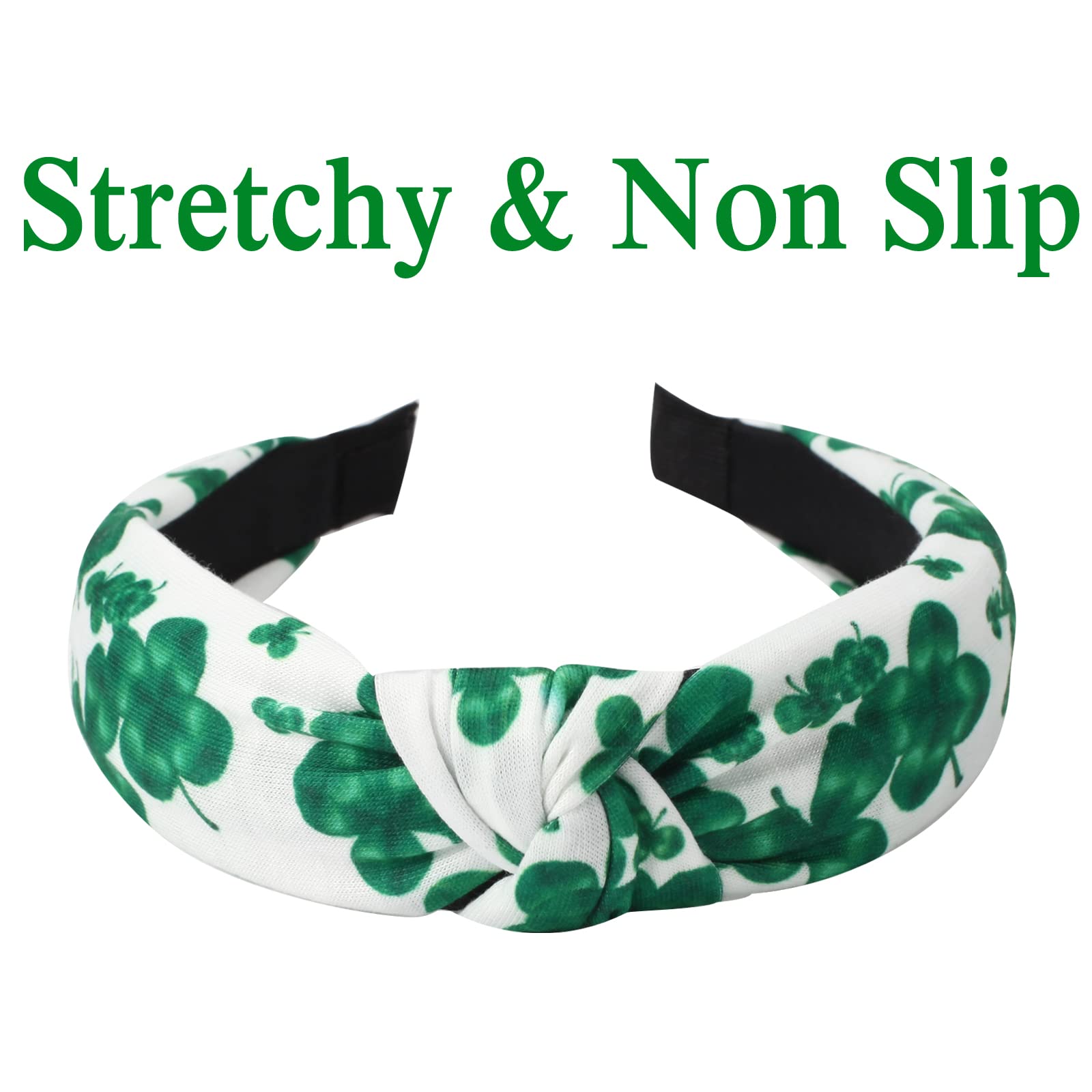 Budsmile Shamrock Headbands for Women Girls Gifts St. Patrick's Day Hairbands Lucky Green Non Slip Hair Hoop Bow Knotted Wide Yoga Hair Band Hair Accessories