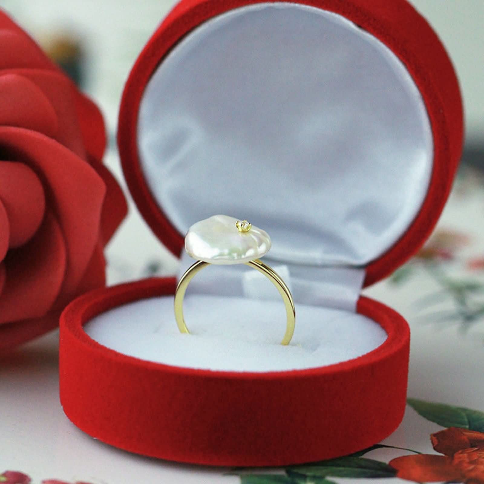 Homxi Ring Gold 14K Women,with Pearl and Diamond Gold Engagement Ring Women